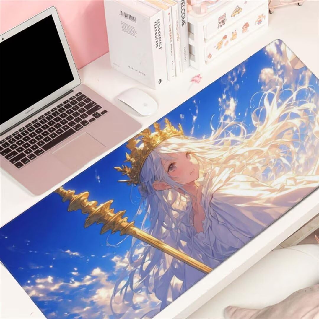 Alfombrilla de ratón 1400x600x3 MM, Alfombrilla Ratón XXL Extendida de Gran Tamaño con Bordes Cosidos, Base de Goma Antideslizante Almohadilla para Teclado, Hadas de la animación S-2873
