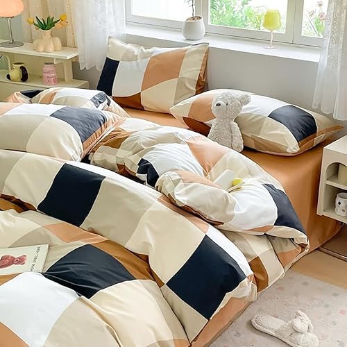 Miniatura 7 de Houseri Juego de edredón de color naranja quemado con volantes, tamaño King, ropa de cama bohemia de color óxido, color naranja caramelo, terracota