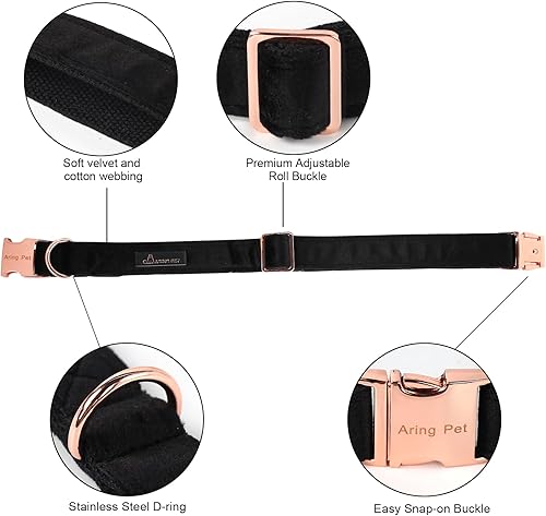 Miniatura 2 de ARING PET Collar de perro con corbatín, collares de terciopelo para perros con corbata de moño extraíble, collar ajustable para perros hembras y