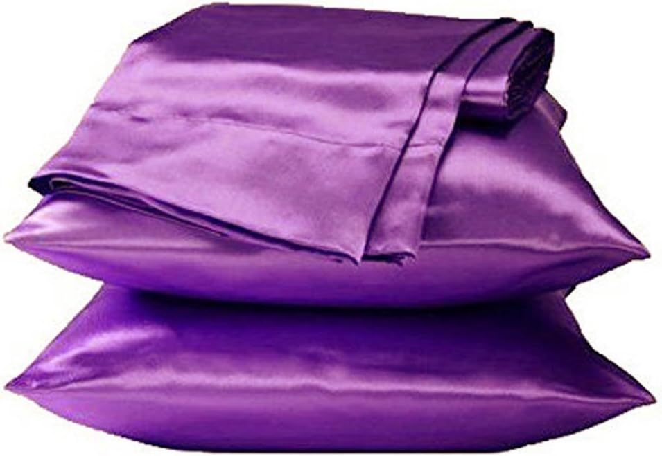 2Pcs Silk Satin Pillow Case Cushion Cover Pillowcase Standard Queen