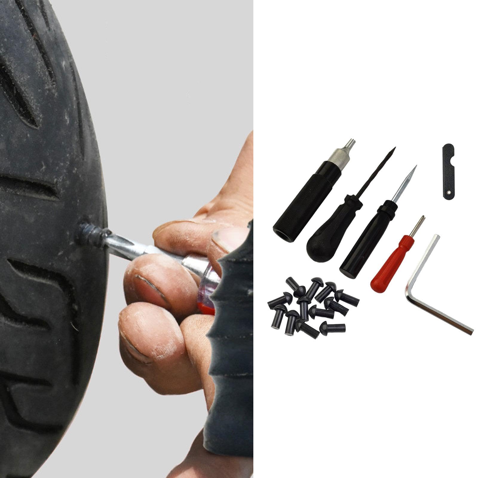 Kit de Reparación de Neumáticos de Fácil Manejo, Accesorios Prácticos de Calidad Y Herramienta para Reparar Neumáticos.