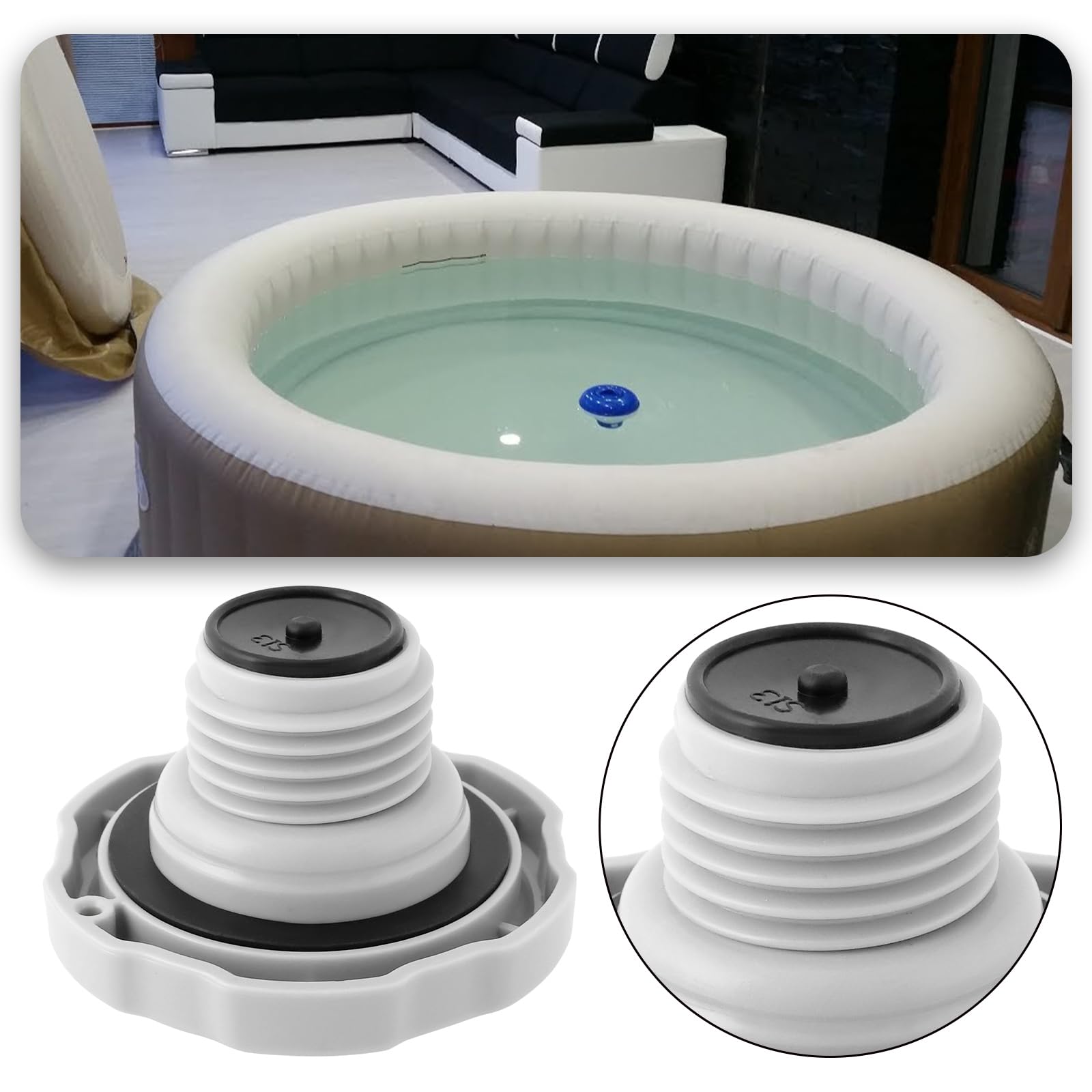 Nadmuchiwana zakrętka zaworu spiralnego P05767 | Nadaje się do nadmuchiwanej wanny, kompatybilna z Lay-Z-Spa, kompatybilna z jacuzzi, wymienna nasadka zaworu powietrza