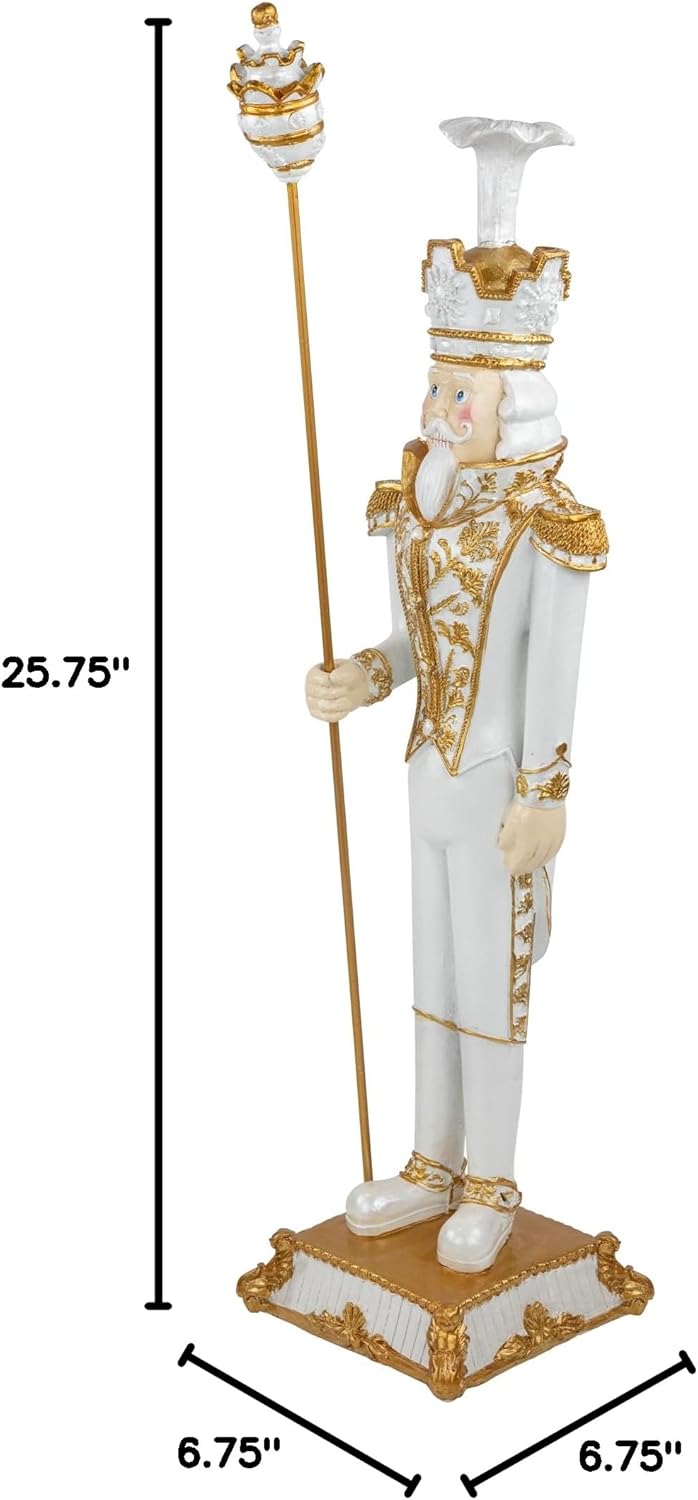 Northlight Christmas Nutcracker Soldier with Scepter - 25.75" - White and Gold