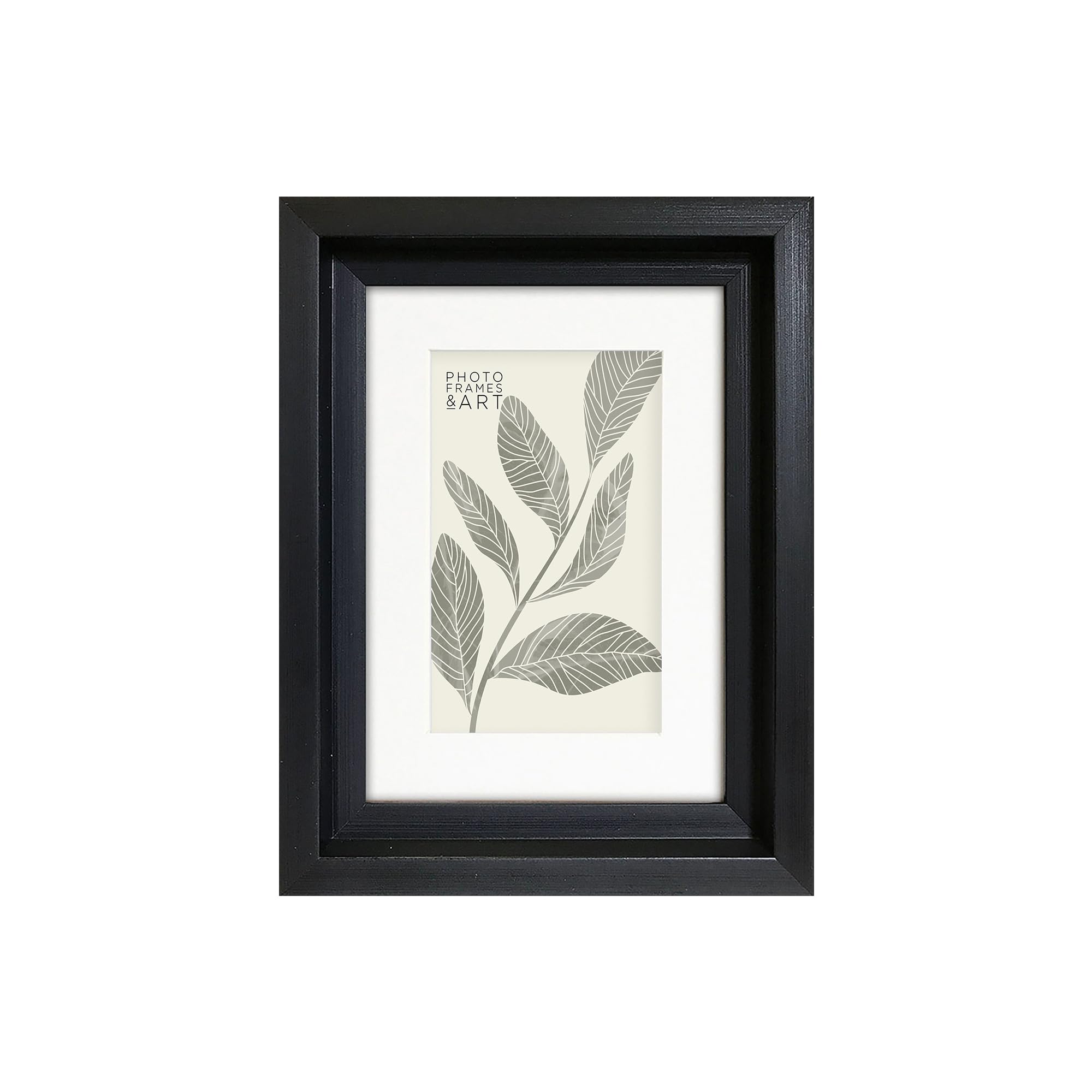 pf+a REAL GLASS Small 7x5 Hoxton Black Picture Frame - 7x5 For 5x3 inch Photo Frame With Mount