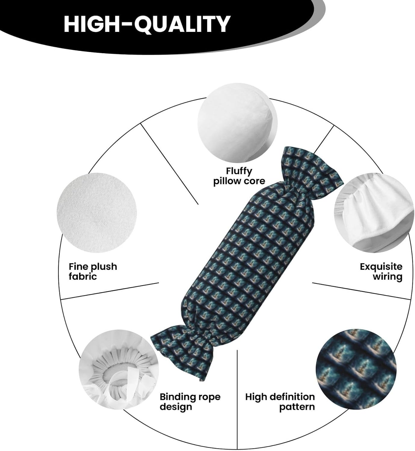 Christmas Tree Snow Print Candy Cylindrical Pillow Eco-Friendly Round Bolster Bedroom Travel Versatile Use