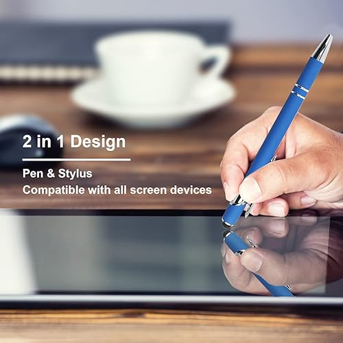 Miniatura 2 de Oddmoal Bolígrafo con punta de lápiz capacitivo bolígrafo de metal suave al tacto punta media de 0039in tinta negra 12 unidades 6 colores