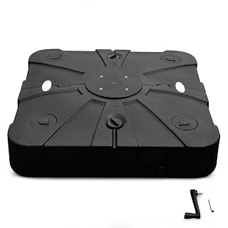 DORTALA Offset Patio Umbrella Base Weight Stand with Wheels, Heavy Duty Water Filled Square Offset Patio Umbrella Holder Base Stand, 260lbs Umbrella Stand with Crossbar, 33" x 33" Umbrella Base Weight