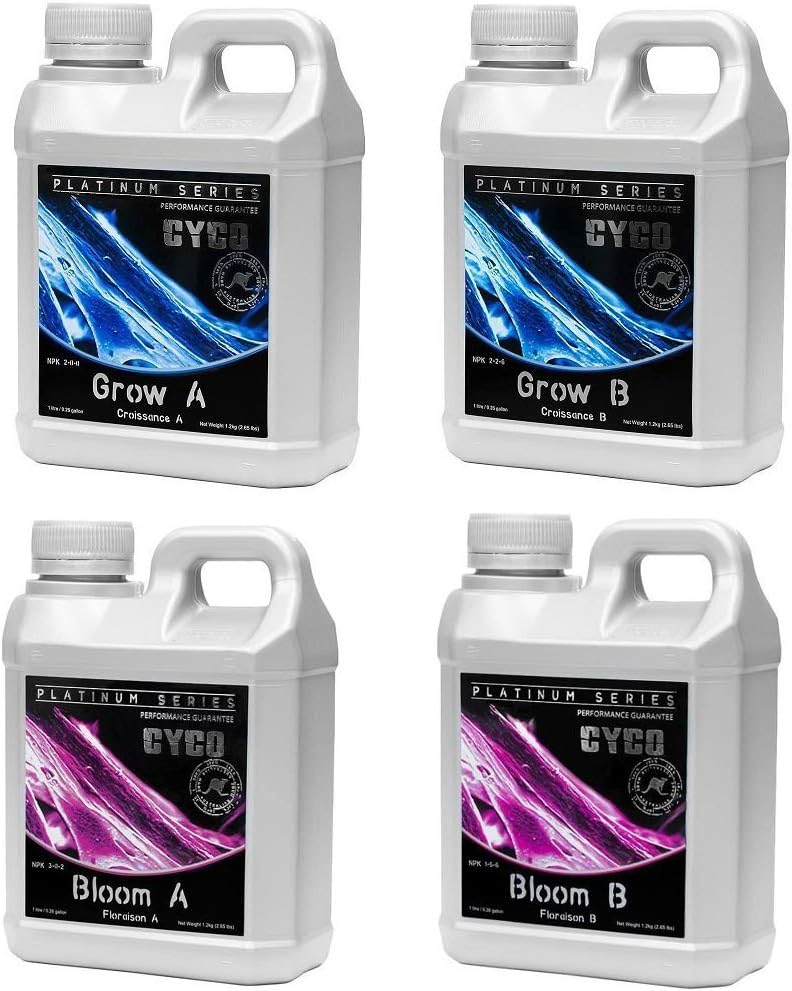 Cyco Nutrients Platinum Series Grow and Bloom Bundle (Grow A & B + Bloom A & B) 1 Liter Each