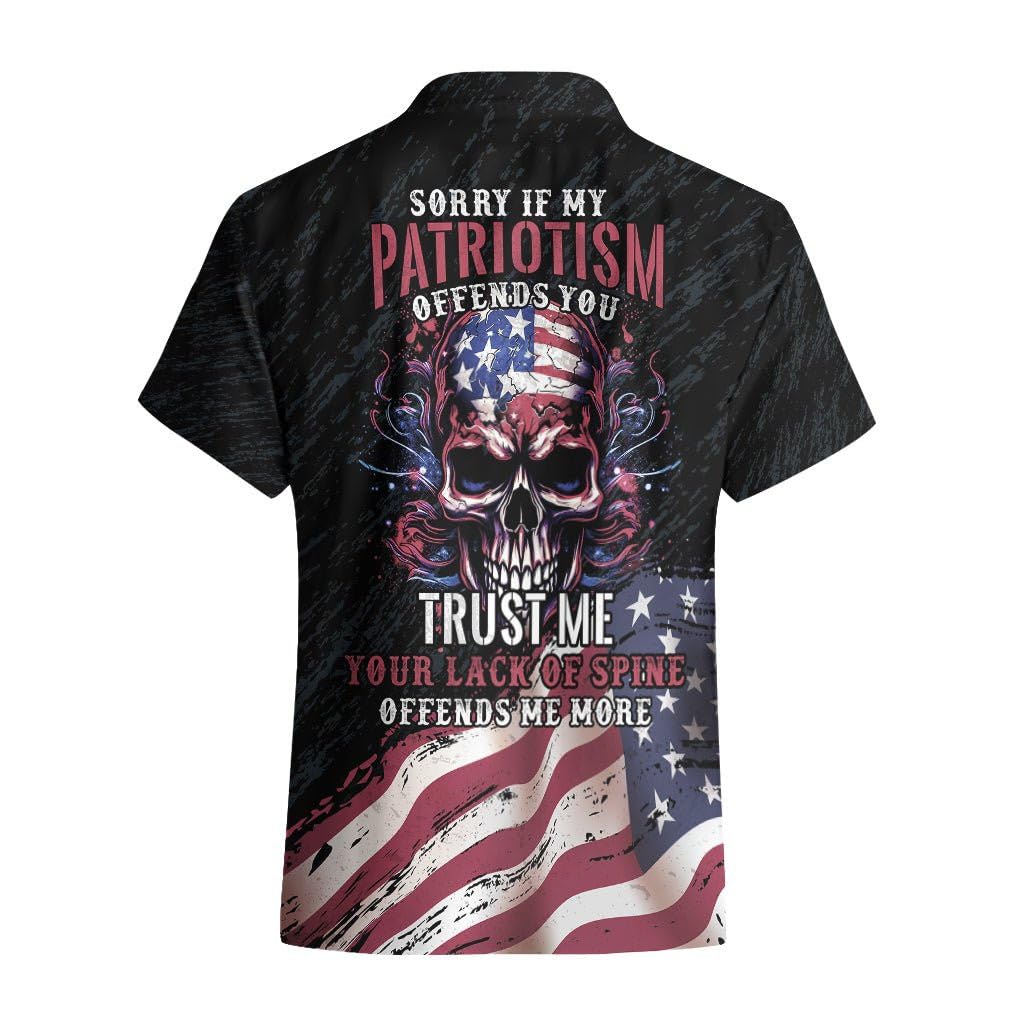 Skull American Flag Mens Hawaiian Shirts Short Sleeve Summer Button Down Shirt Women Skull Apparel for Men Women Summer Gift