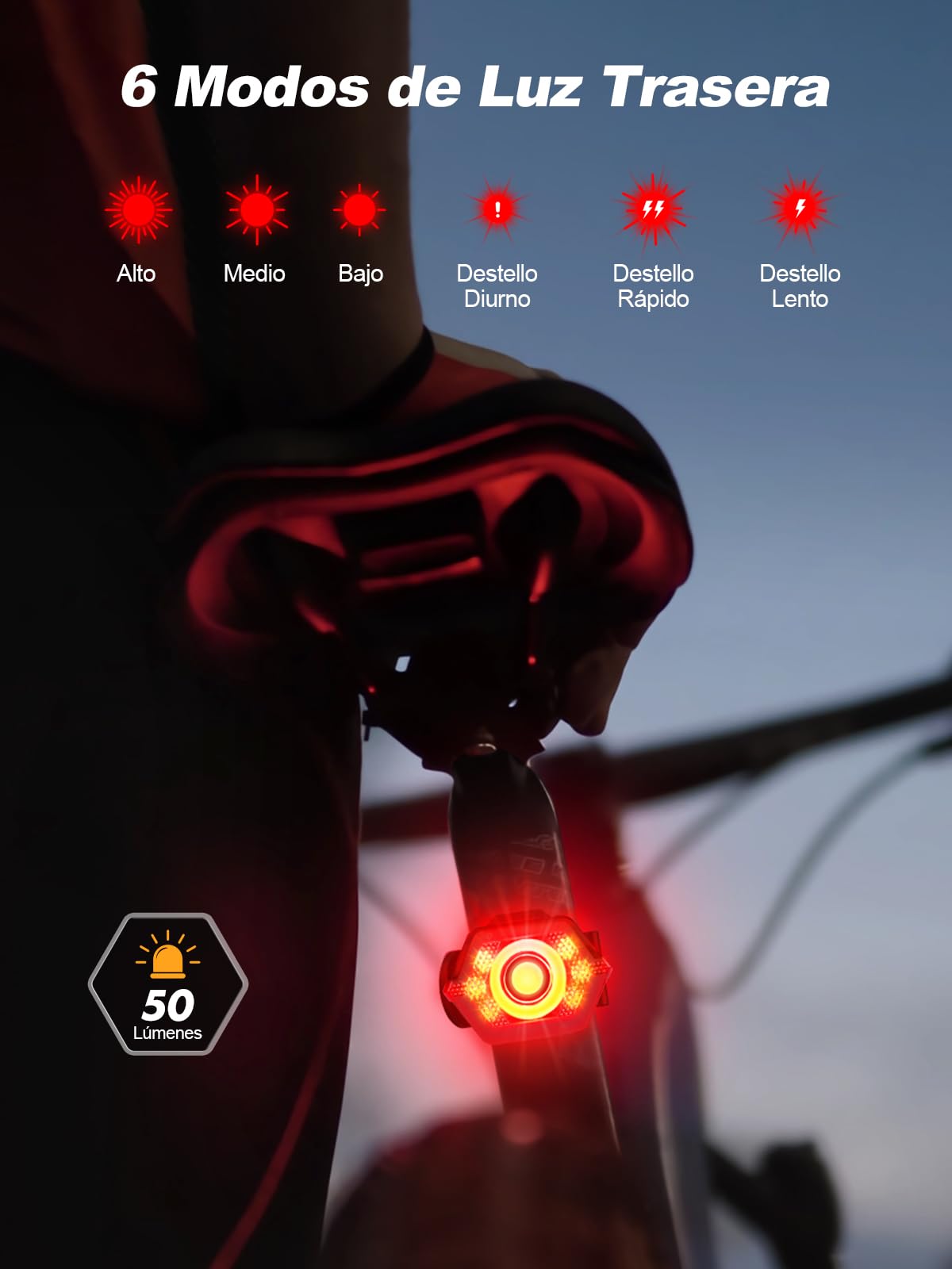 Glangeh Luces Bicicleta Delantera y Trasera Recargables Súper Brillantes, 4+6 Modos Luz Bicicleta Delantera LED,Luces Laterales, IP65 Impermeable- Accesorios Iluminación Bicicleta para Día/Noche Niños