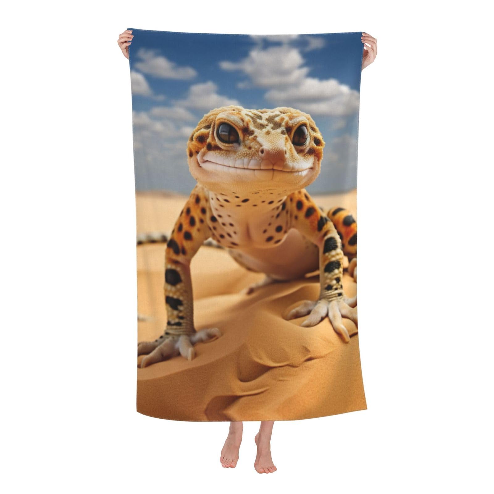 NImongt Sand Leopard Gecko Print Oversized Adult Beach Towel For Travel Weekend Getaways Festivals Camping Trips
