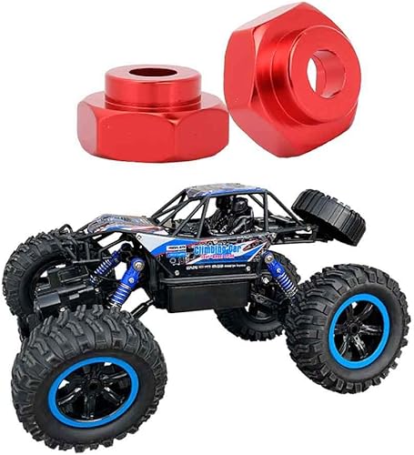 Miniatura 3 de Dilwe 4PCS Metal RC Wheel Hex Hubs 0.472 in a 0.669 in Adaptador para HSP 110 Vehículo de Carretera Eléctrico Camión (Rojo)
