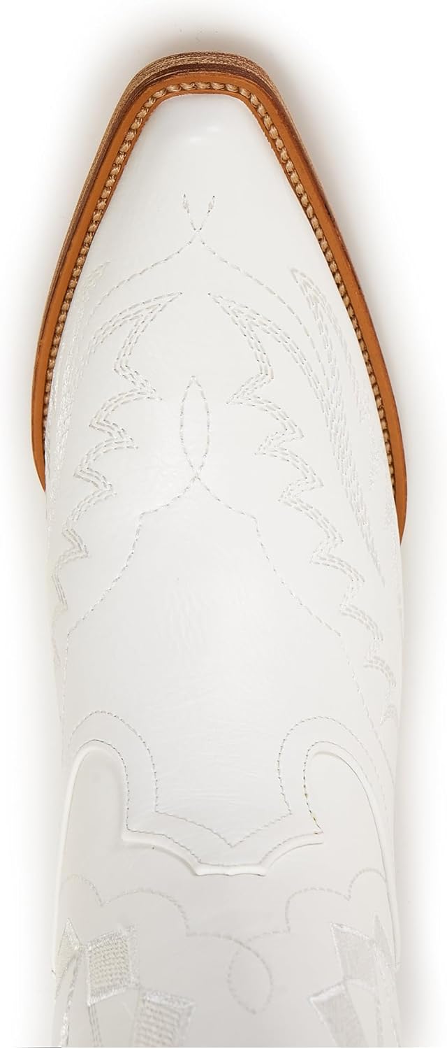 Women's Cowboy Boots - Fashionable Embroidered Cowgirl Western Boots with Chunky Heel, Snip Toe, and Mid Calf Design