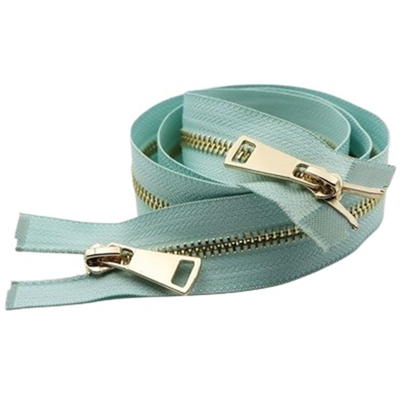 Two Way Separating Zipper, Two Way Separating Zipper Size 5 Multicolor 80cm Metal Gold Teeth Double Sliders(Light Blue)