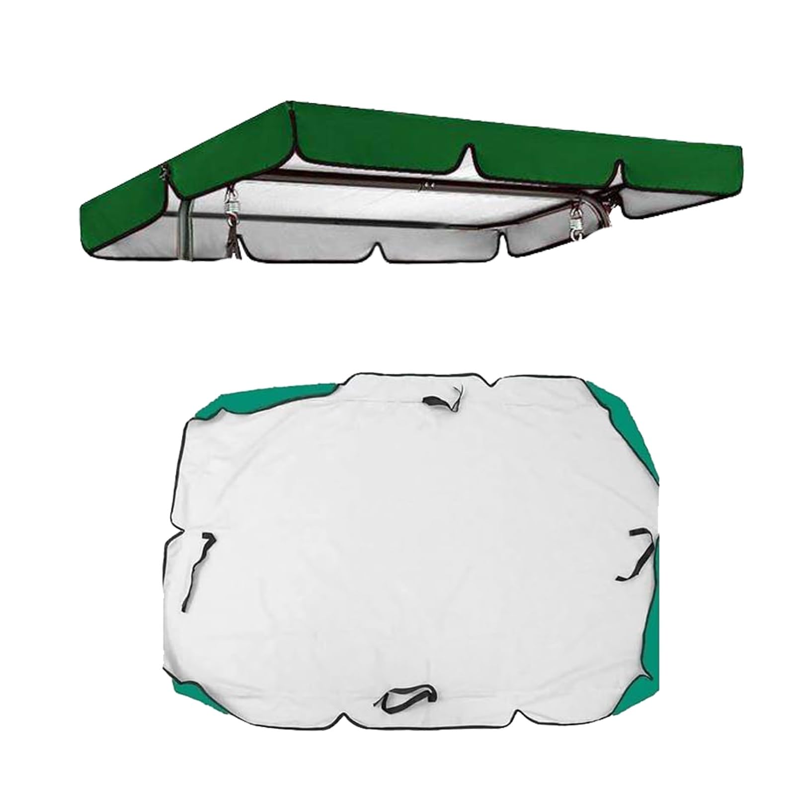 Schattenschaukel-Überdachung – Schwarz 2/3 Ersatz-Überdachung for Veranda-Schaukel 210D wasserdichtes -Gewebe, Schaukelstuhl-Überdachung(Dark green,190*132*15cm)