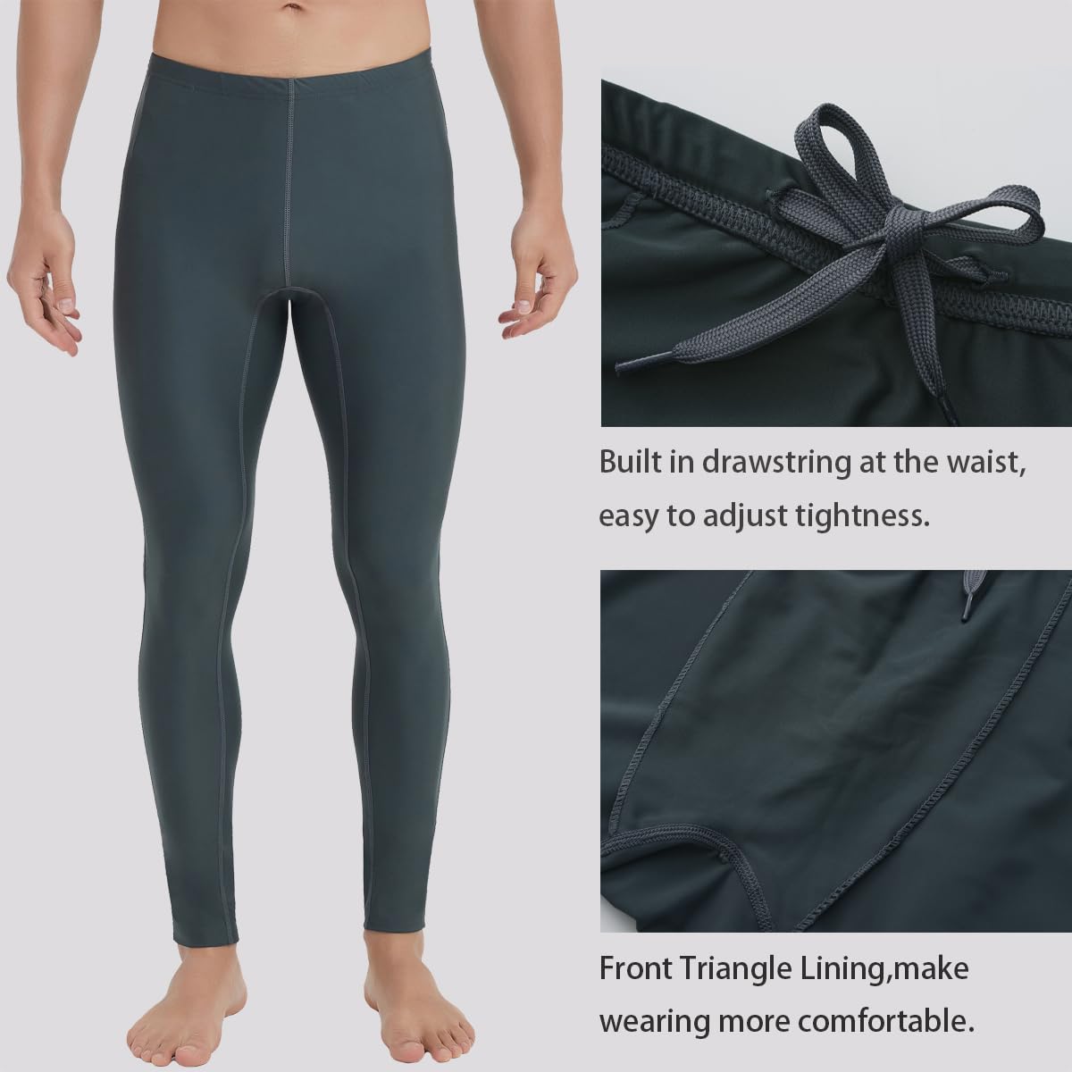 Ubestyle UPF 50+ - Leggings sportivi da uomo, per surf, nuoto, spiaggia, protezione solare