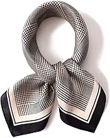 ANDANTINO 100% Mulberry Silk Square Scarf 21x21" - Lightweight Digital Printed Neckerchief for Women & Men