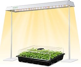 Niello Lampada per Piante con Supporto, 60W Lampada Coltivazione Indoor Spettro Completo ad Alta Potenza per Piante da Interno, Timer 4/8/12H, 10 Livelli Dimmerabili, Altezza Regolabile 30-60cm