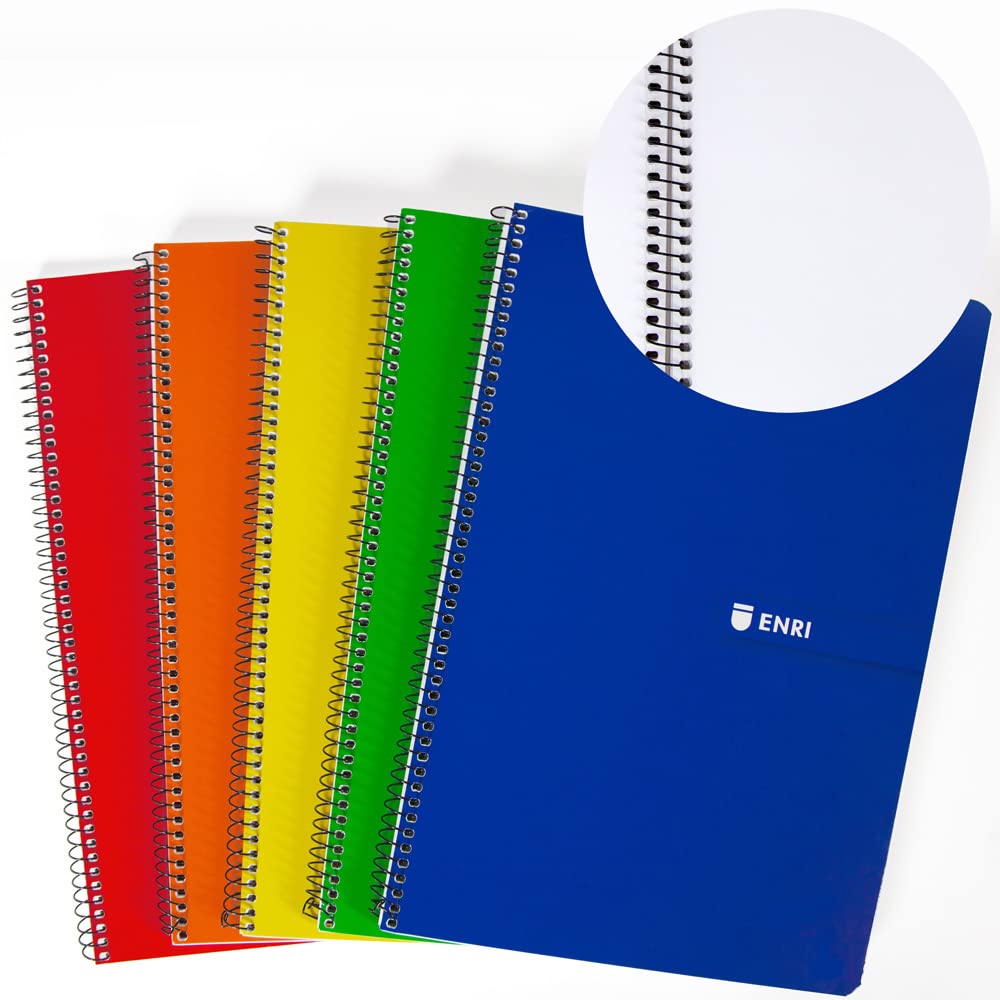 Enri, Notebooks A4 (Folio) White Sheets, Soft Cover, 80 Sheets, Pack 5 Notebooks, Assorted Colours - Image 2