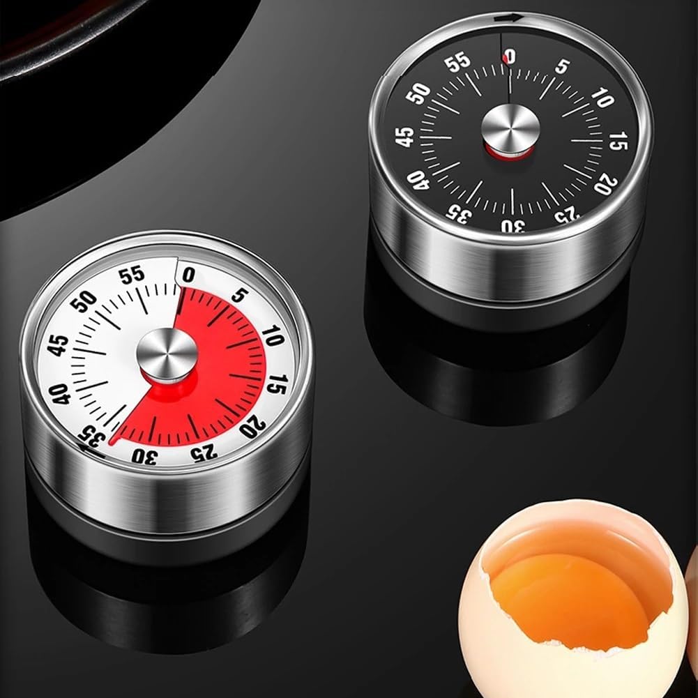 Countdown Timers Mechanical Visual Kitchen Timer Magnetic Backing Stainless Steel Reminder