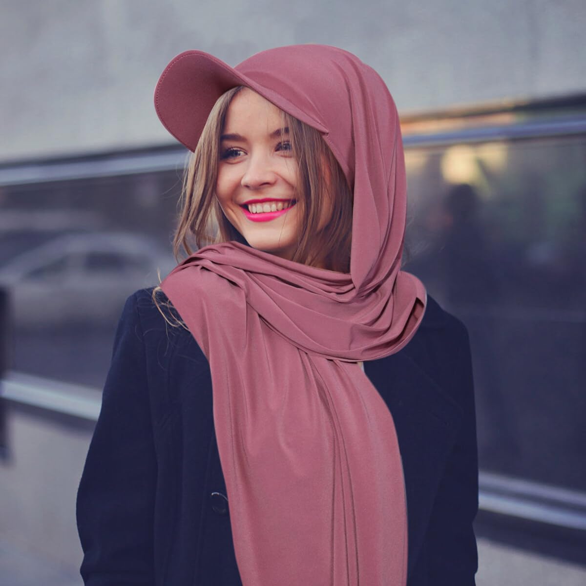 Asudaro Hijab Musulmán, 58 cm para mujer, Hijab, Stretch Hijab Headwrap Gorra de béisbol y bufanda para niñas 2 en 1 bufanda envoltura cabeza cubierta turbante sombrero, hijab mujer musulmana