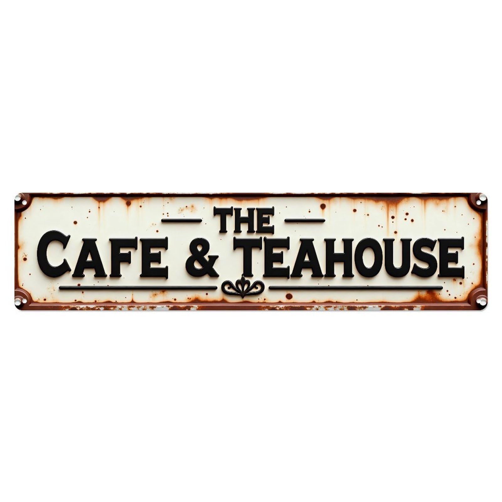 Rustic Metal Sign With Coffee And Tea Bar Text Tin Sign Vintage Metal Sign Home Bar Garden Indoor & Outdoor Wall Decor Retro Metal Poster 4x16 Inch