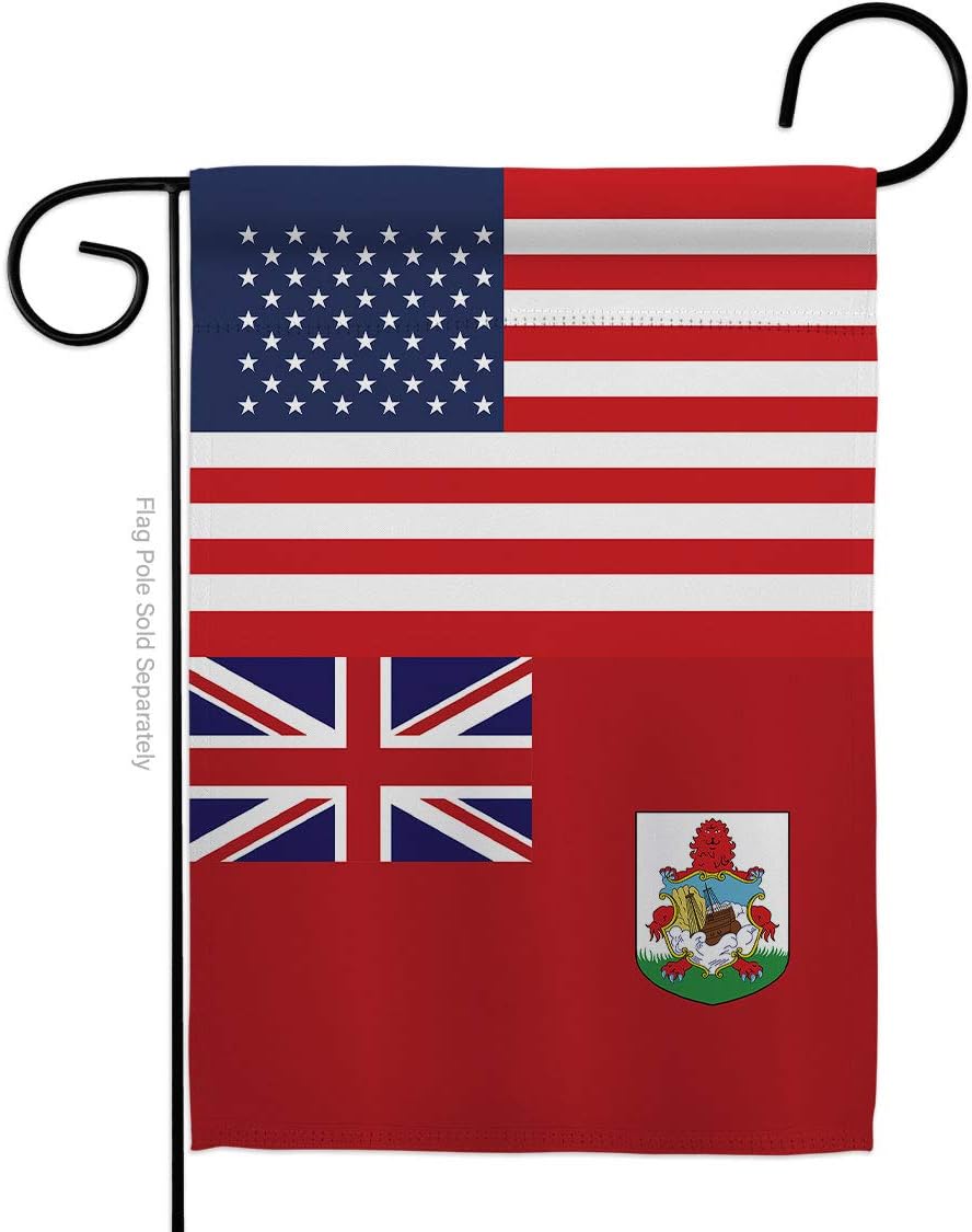 Bermuda US Friendship Garden Flag - Regional Nationality Nation International World Country Particular Area - House Decoration Banner Small Yard Gift Double-Sided Made in USA 13 X 18.5