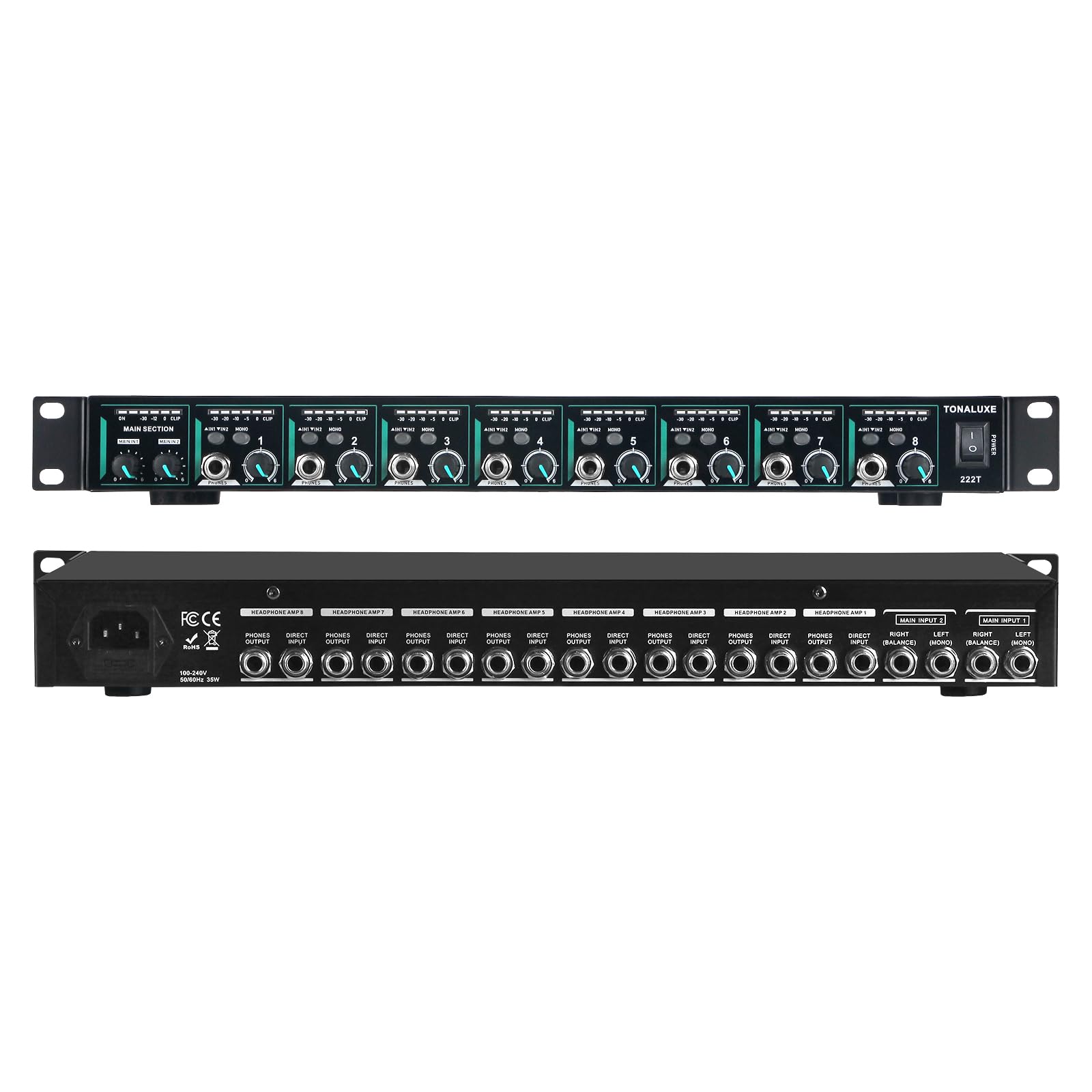 TONALUXE 8-Channel Headphone Mixing Distribution Amplifier