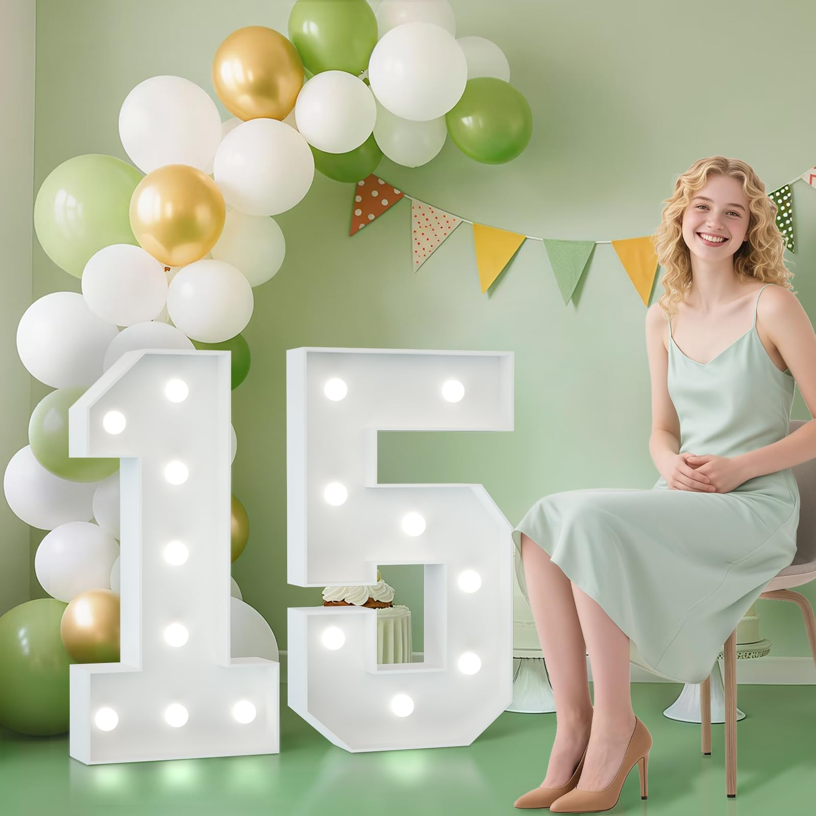 JoyMuse 2.3FT 15 Marquee Numbers, 15 Light up Numbers for Quinceanera Decor for Birthday Party Anniversary Backdrop