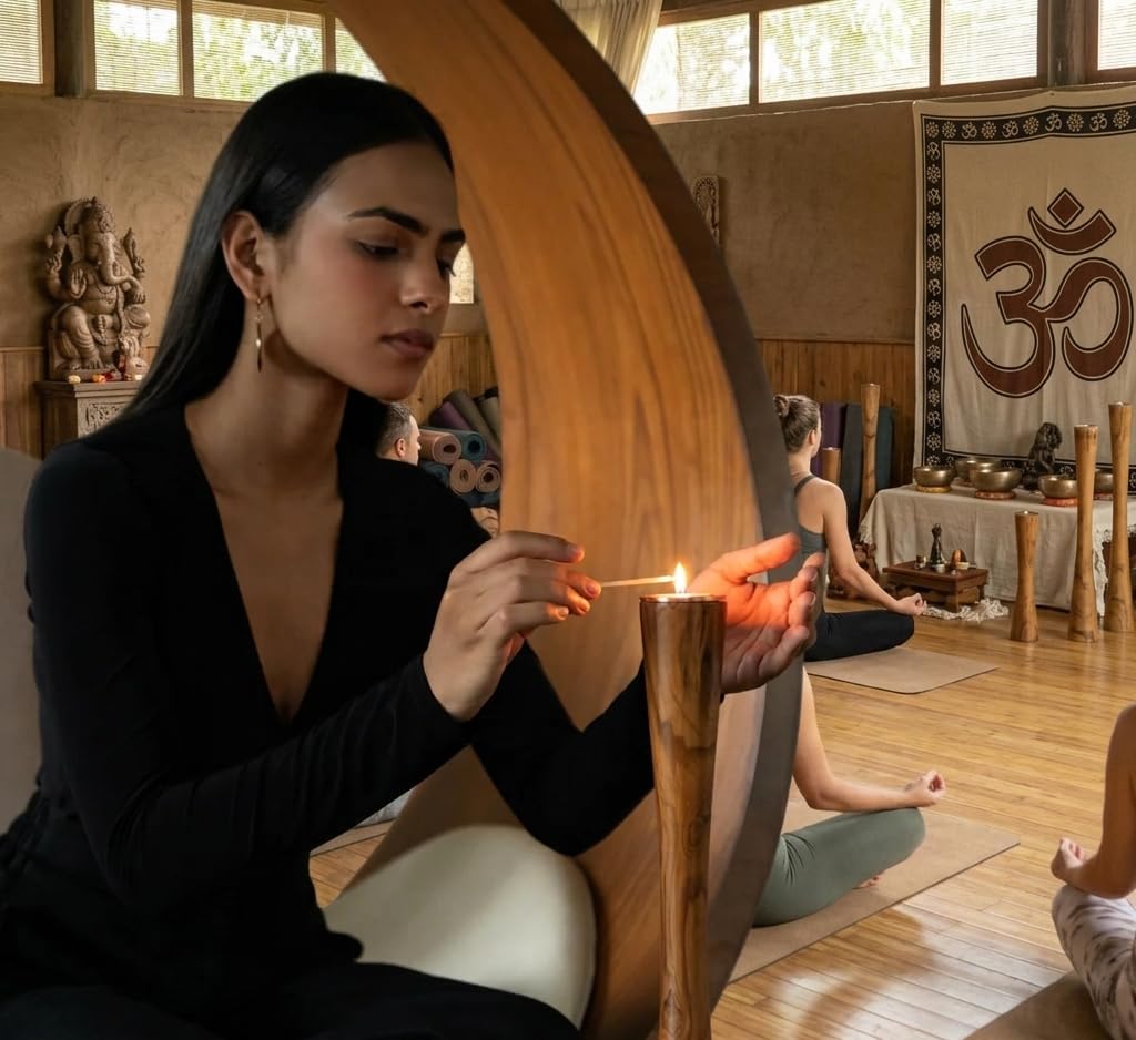 Preoccupation Minded Sheesham Wood Trataka Candle Stand – Eco-Friendly Meditation Tool Wooden Yoga Trataka Candle Stand for Opening Third Eye Meditation-image-20