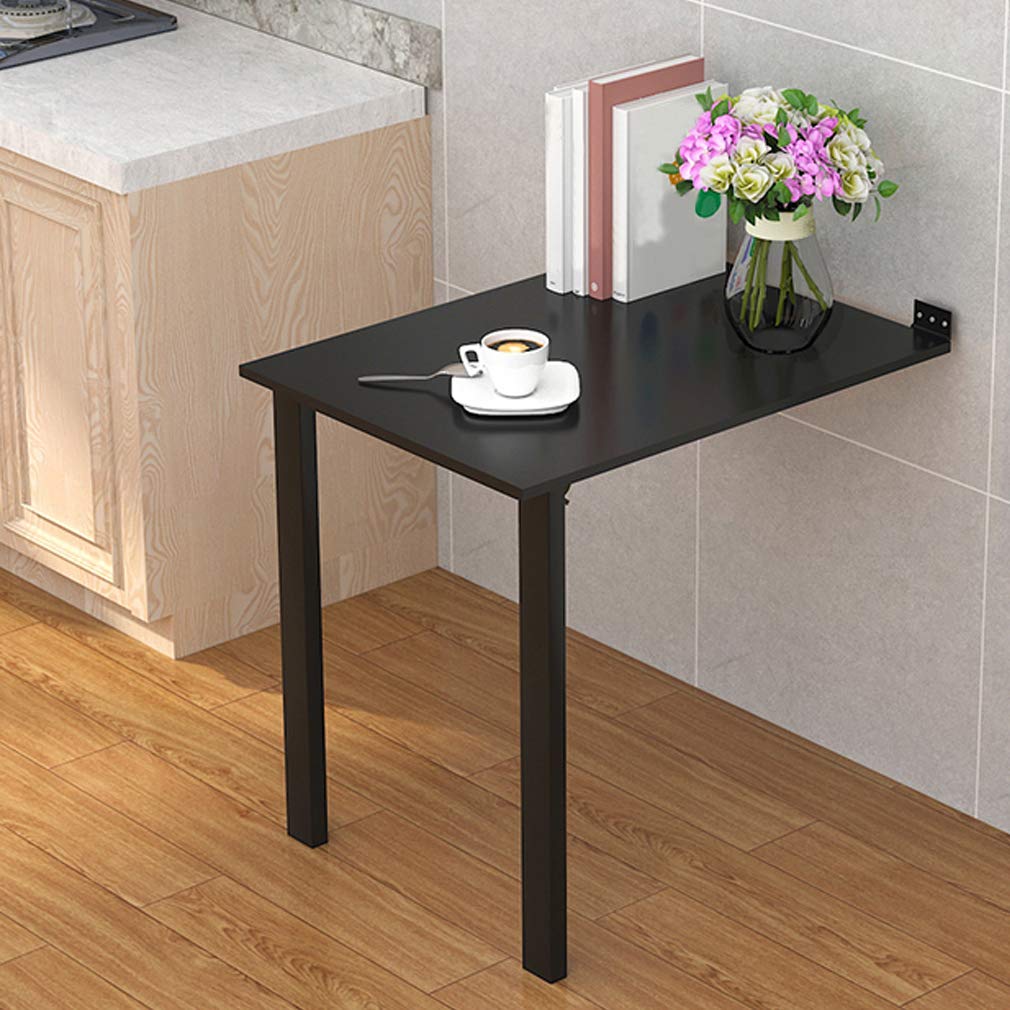 Table pliante murale 90x60cm noire abattant bureau compact
