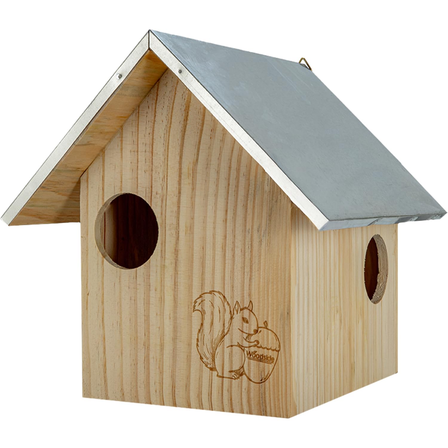 Woodside Wooden Squirrel House Large Wildlife Nest Box with Metal Roof