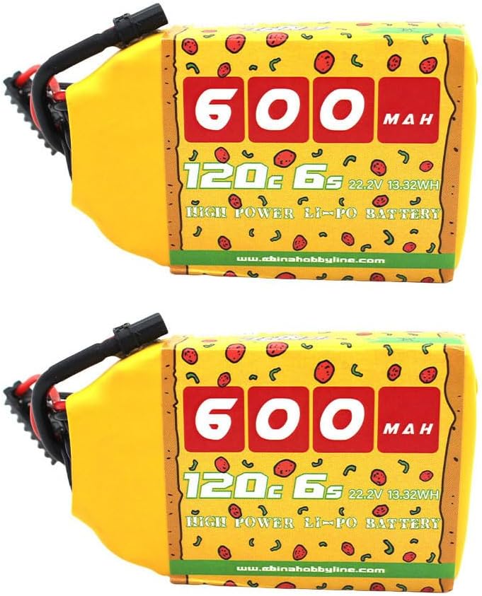 CNHL Pizza Series 600mAh 120C 6S Lipo Battery 22.2V with XT30 Plug for FPV Racing RC Quadcopter Helicopter Airplane Drone(2 Packs)