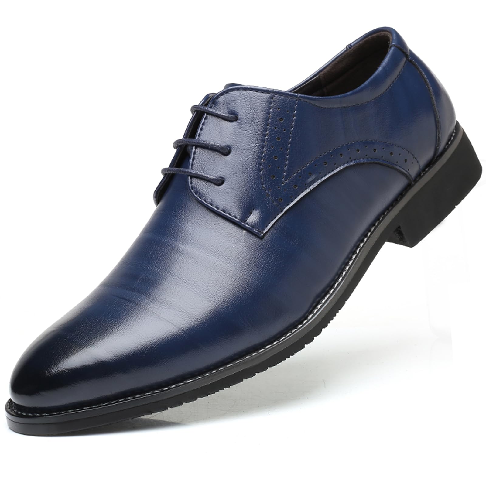 - Men's Leather Oxford Dress Shoes Comfortable Non Slip Classic Lace Up Plain Toe Derby Shoes Modern Business Casual Formal Work Shoe