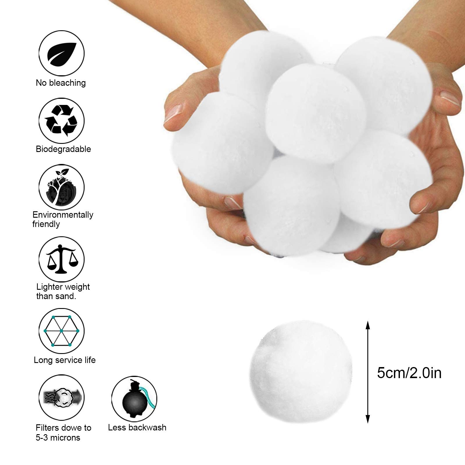 Boules de Filtre de Piscine, 700g Balles Filtrantes au Lieu de 25 Kg de Sable Filtrant, Média Filtre à Fibres pour Piscine Filtres à Sable Filtrage de l'eau