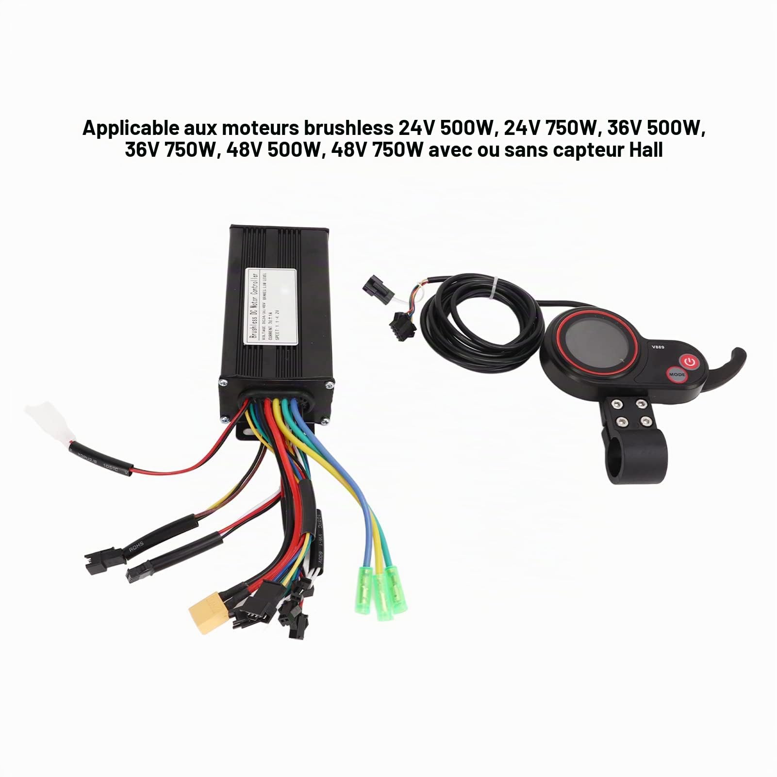 BuyWeek Kit de contrôleur de Moteur sans balais pour Scooter électrique KUGOO M4, 24V 36V 48V Scooter électrique Brushless Controller V889 LCD Display Meter Set