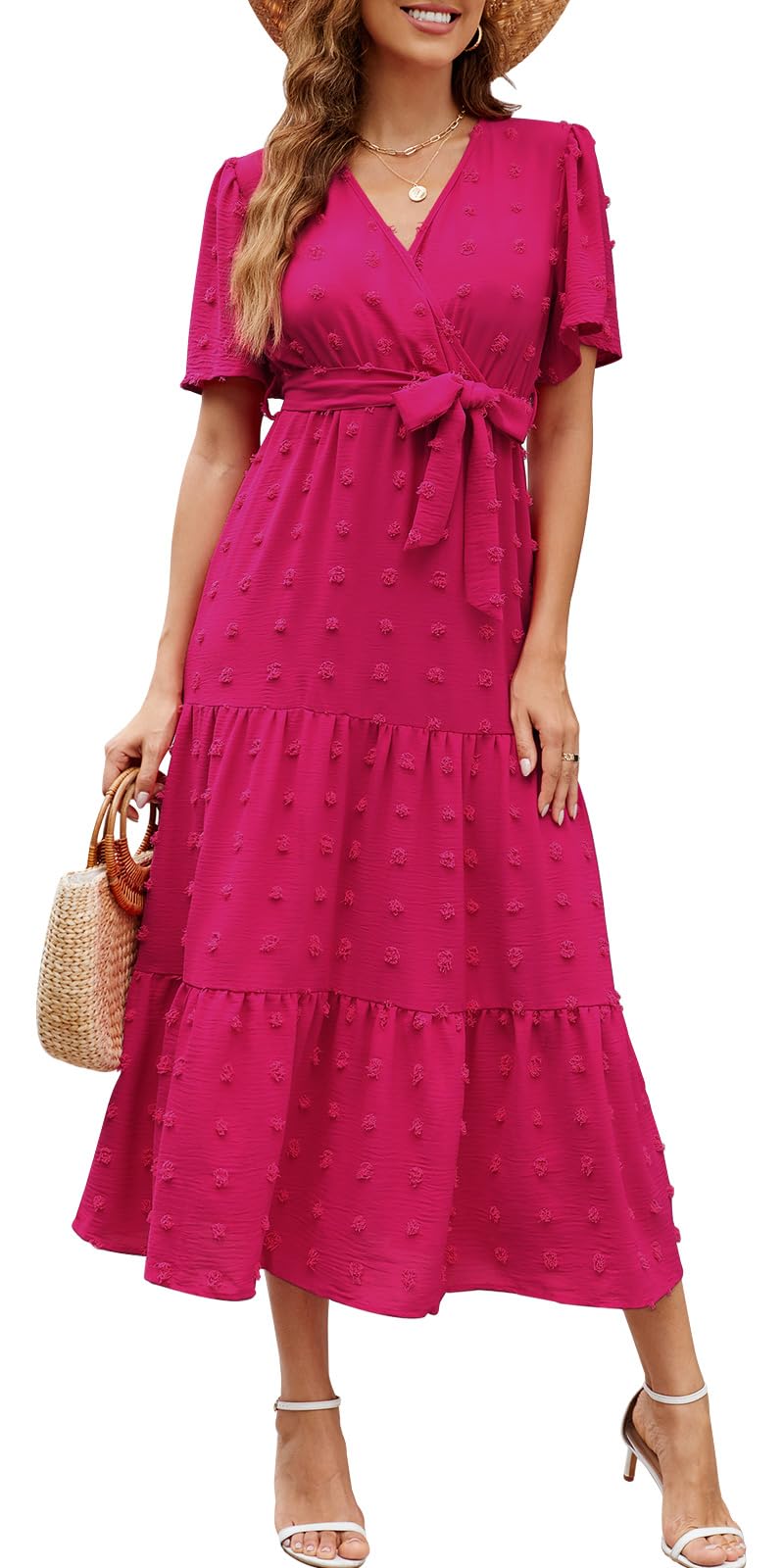 Estiti Casual da Donna Vestiti Estivi Eleganti Vestito Casua V Manica Corta Abiti da Donna Vestito Estivo Lungo