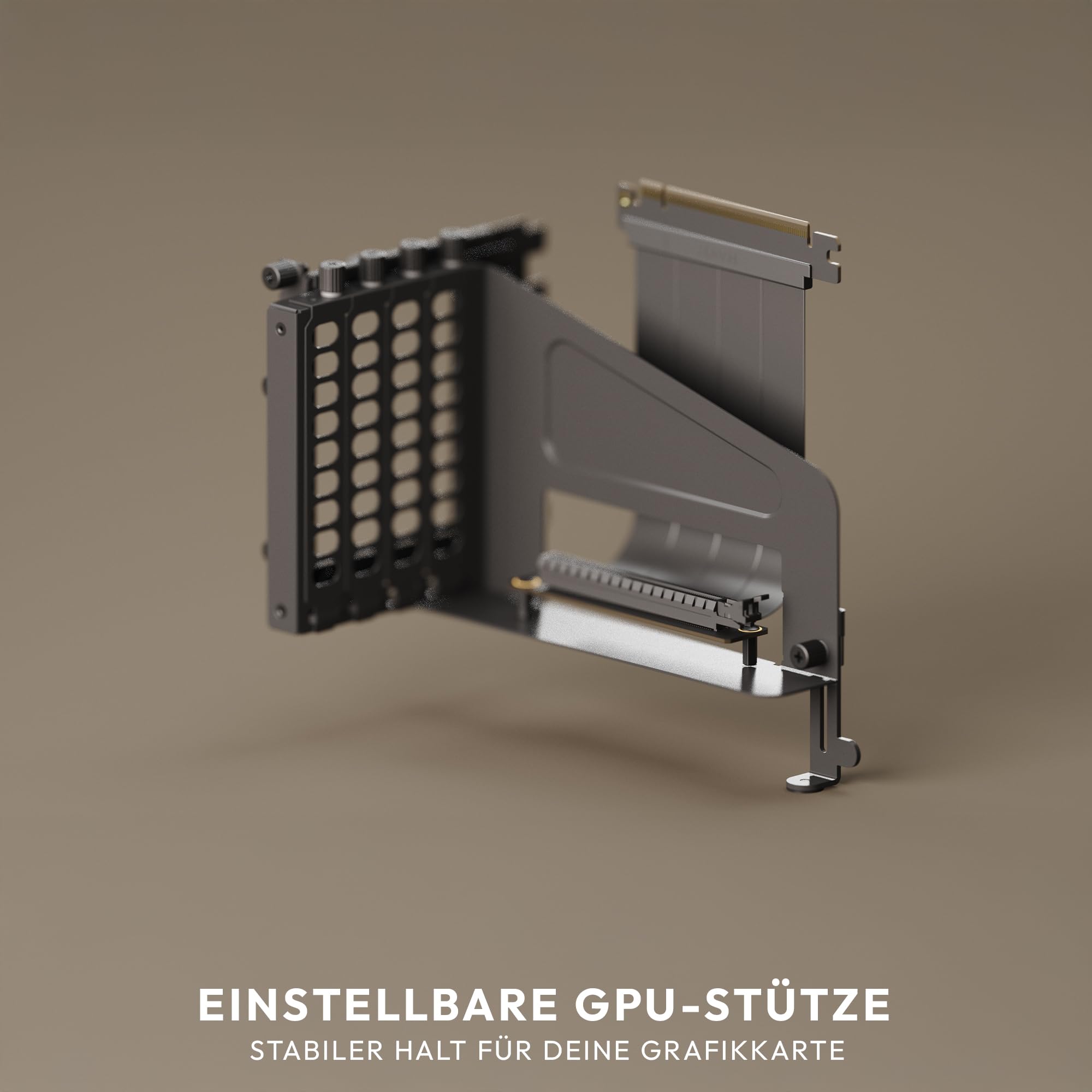 HAVN Universal VGPU Kit – Schwarz | 4-Slot Vertikale Grafikkartenhalterung mit PCIe 5.0 Riser-Kabel & verstellbarer Stütze | Flexible Montage, stabil & ohne Durchhängen