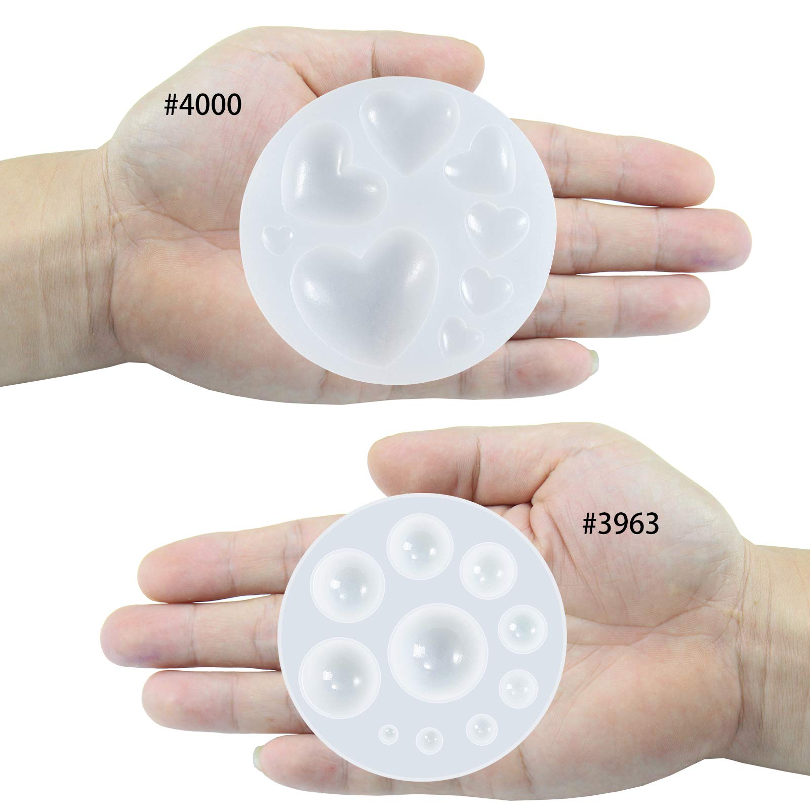 Cabochon Edelsteen Epoxy Hars Casting Siliconen Mallen Omvatten Hart, Koepel Vormen voor Fondant Cake Decoratie, Polymer Clay Craft, Sieraden maken 2 Set