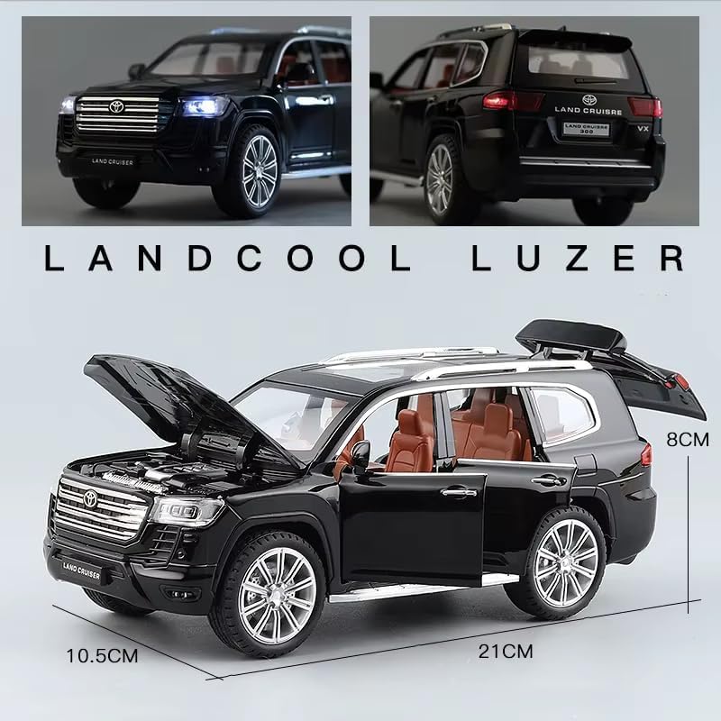 Image of Compatible for 1:24 Land Cruiser Lc300 Toy Car Model, Diecast Collectible Pull Back Model Car with Sound and Light, Toy Gift Vehicles for Adults Kids Boys Girls (1:24 Land Cruiser Lc300-Black Color)
