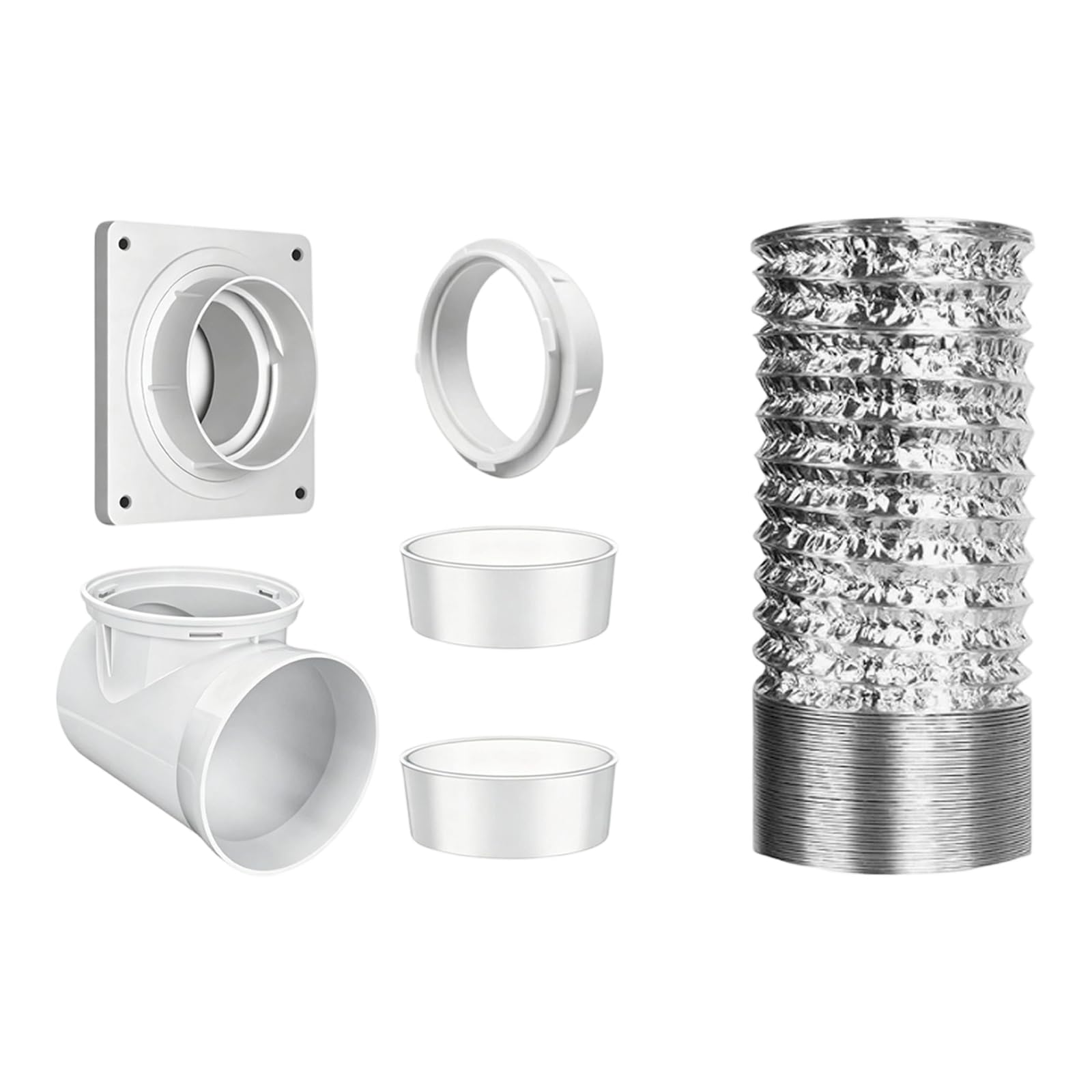 yanzunlrn Strong Dryer Exhaust Hose Bundle Features Twin Silicone Seals and Wall Mount Flange Dryer Venting Structure