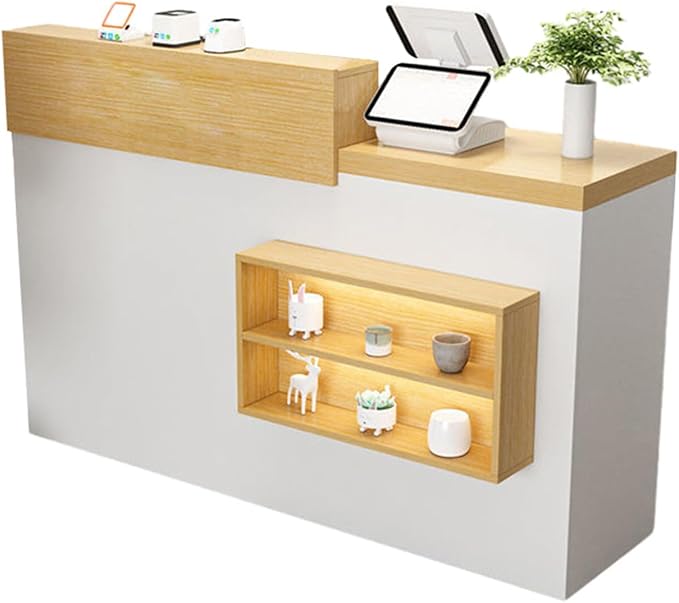 Modern Reception Counter with Builtin Display Shelving