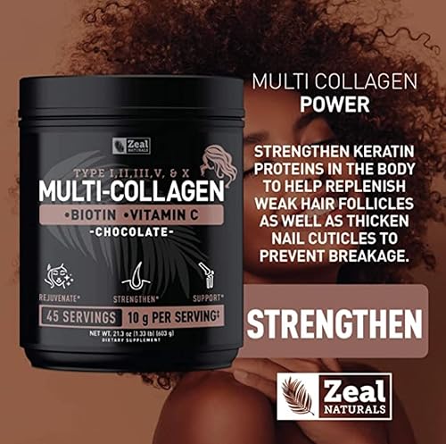 Miniatura 6 de Proteína en polvo de péptidos multicolágeno premium (1, 2, 3, 5 y 10) con vitamina C, biotina, ácido hialurónico, para la piel del cabello y las