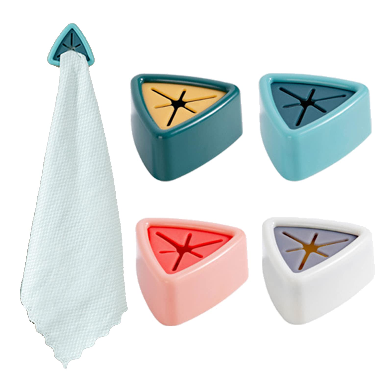 Towel Hooks, Kitchen Towel Holder, Hand Towel Holder Bathroom Hand Towel Holder for kitchen Cabinet Wall Garage Universal kitchen Towel Rack Kitchen Towel Hanger No Drilling Required (Color Mix 4-PCS)