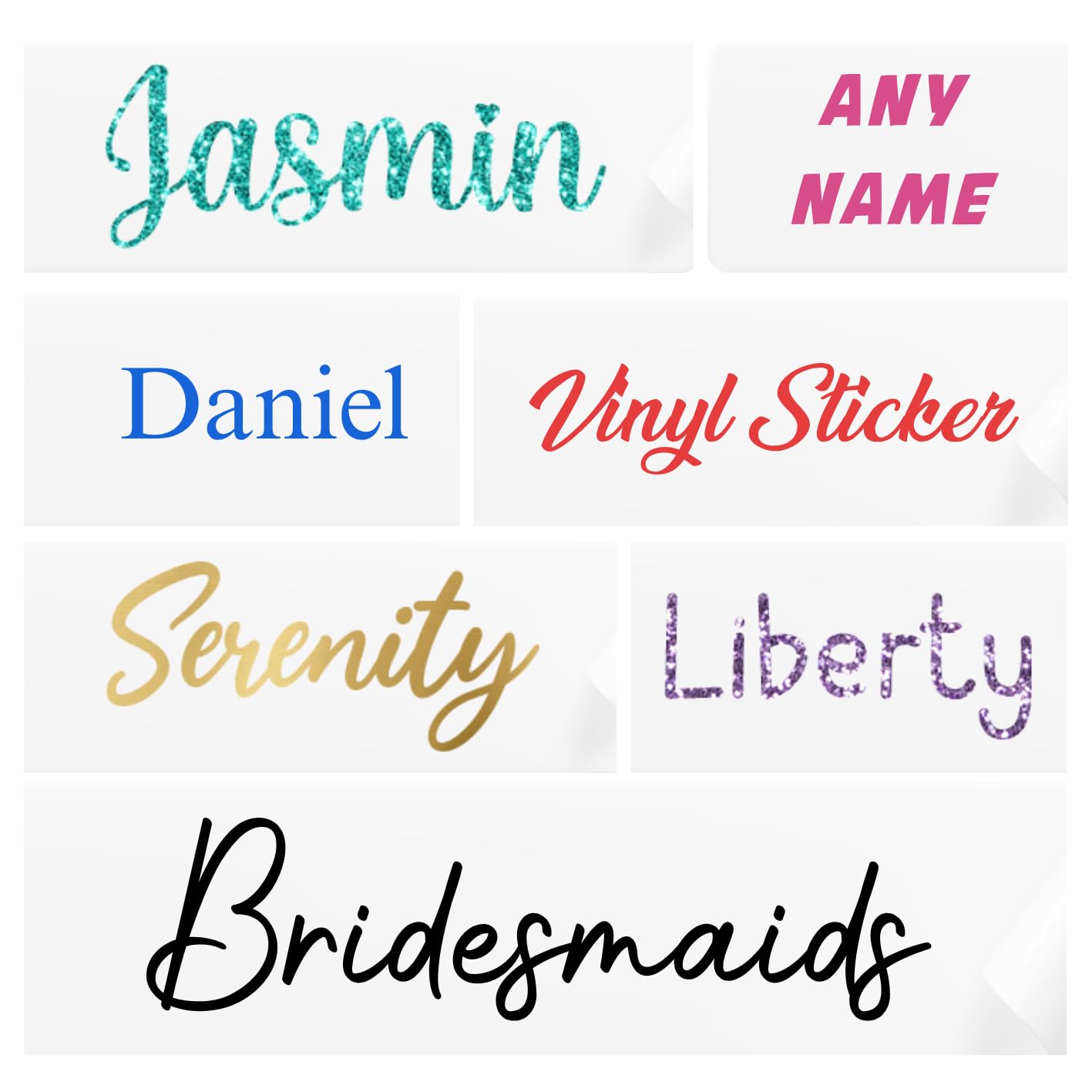 Personalised Vinyl Name Stickers | 33 Colours | Perfect for Weddings Glass Gift Boxes Bottles School | Vinyl Decal | Organising Labels | Custom Business Decals | Calligraphy Stickers