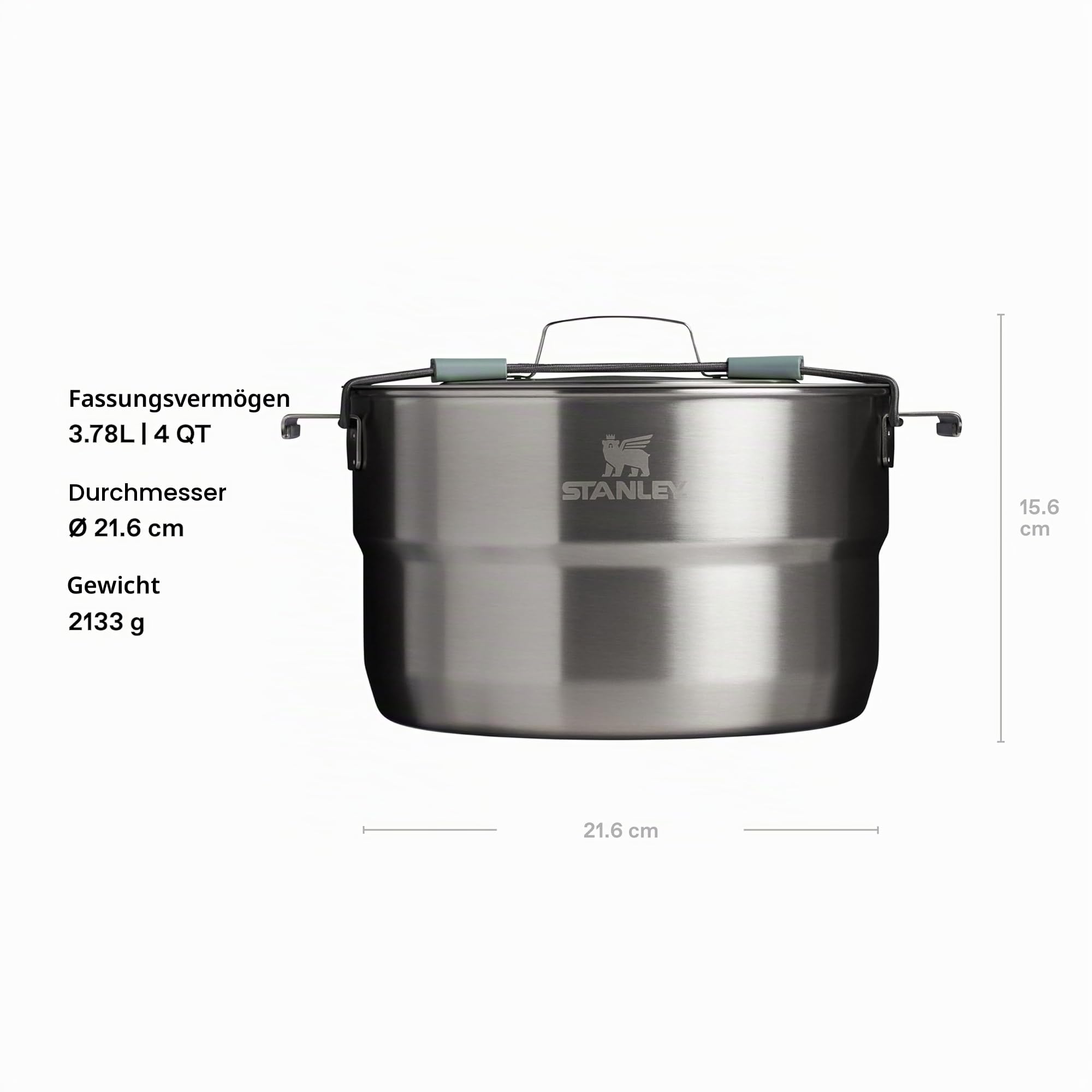 Stanley 1913 Wildfare Full Serve Cookset 3.78L - Shale/Charcoal | Edelstahl-Camp-Kochset - Packbar - Spülmaschinenfest - BPA-frei - Für Camping und Wandern