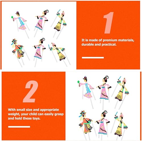 Miniatura 5 de Kit de juguete de marionetas de sombra china 6 piezas de cuento de hadas modelo de marionetas de sombra Juguetes tradicionales de sombras títeres de