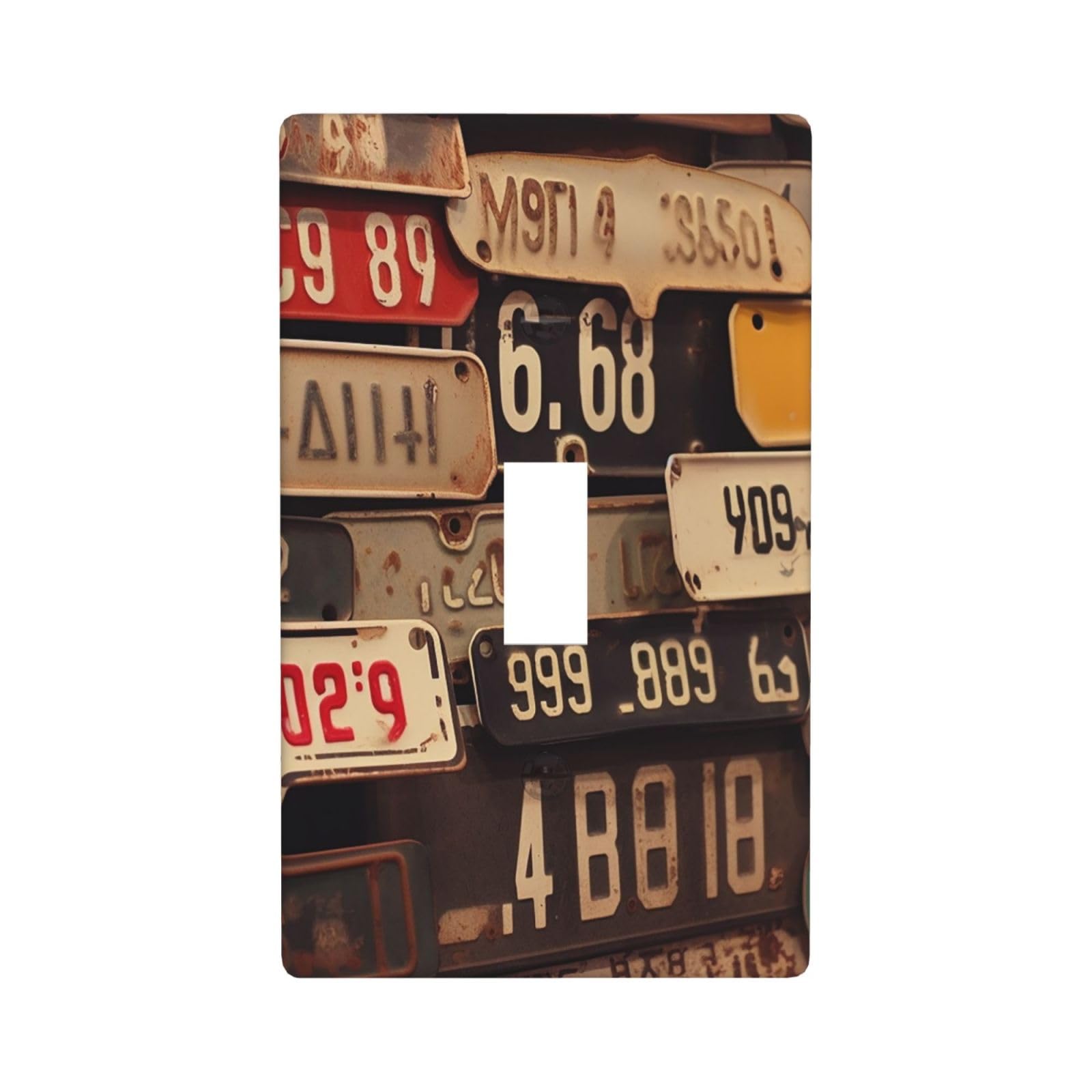 Decorator Wall Plate Cover Single Toggle Light Switch Cover Old License Plate Wallplates Blank Electrical Rocker Switch Plate Covers for Electrical 4.5" x 2.76"