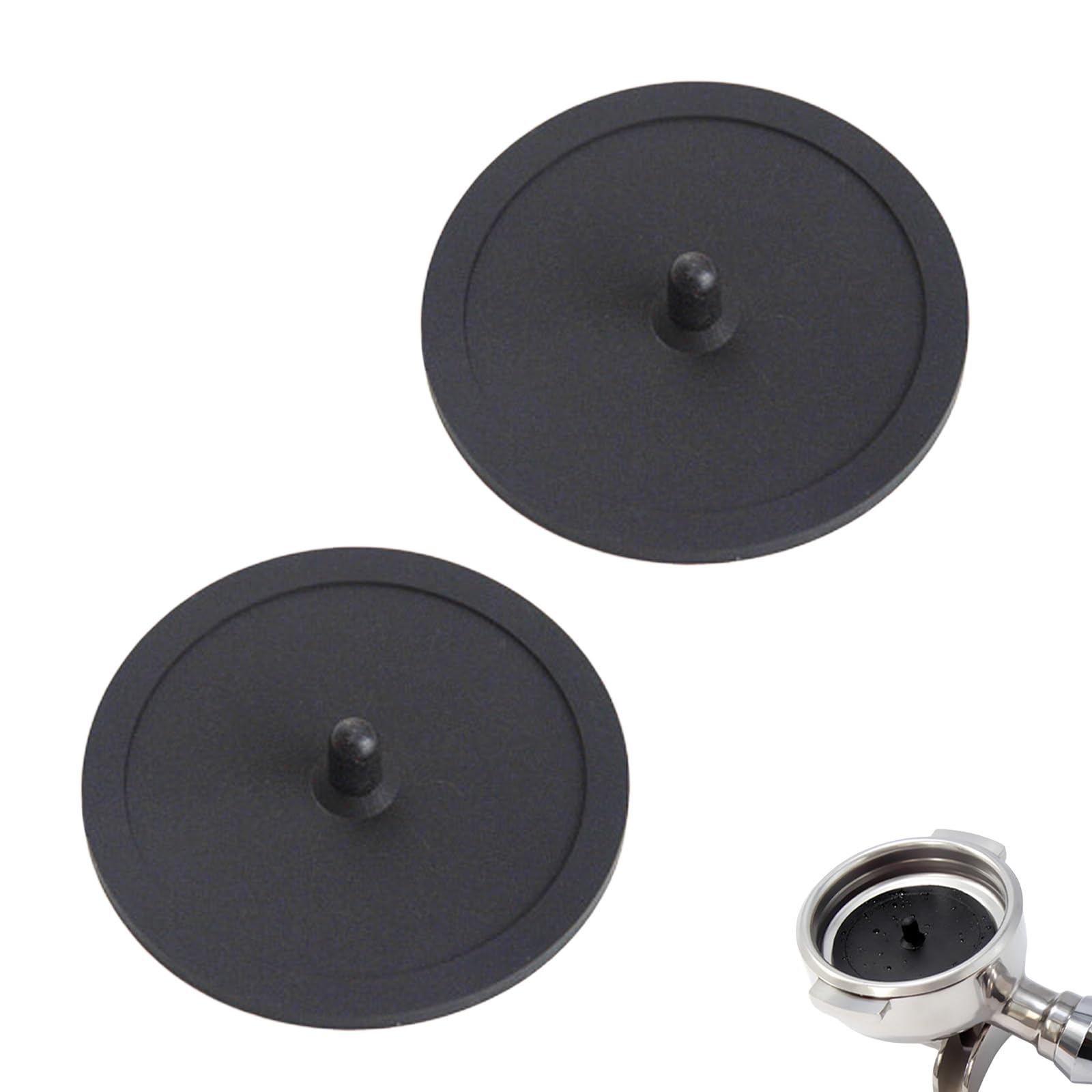 ZenithQuest 2 Pack 50mm Blind Filter Backflush Discs, Black Rubber Coffee Machine Cleaning Discs, Espresso Machine Maintenance Accessories for Standard Portafilters
