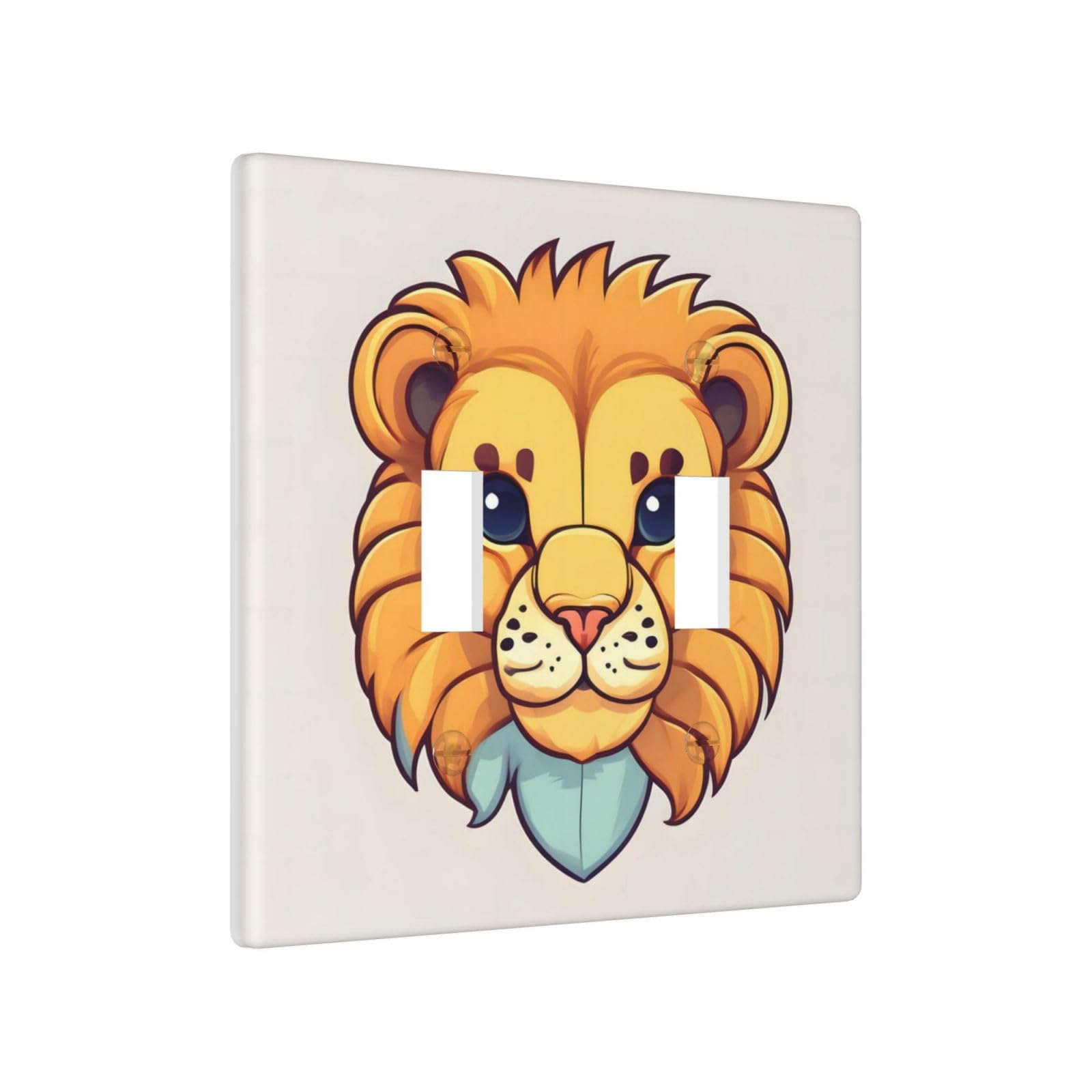 Cartoon cute little lion Durable Decorative Wall Plate Double Switch Cover - PC Material for Living Room, Kitchen, Bedroom